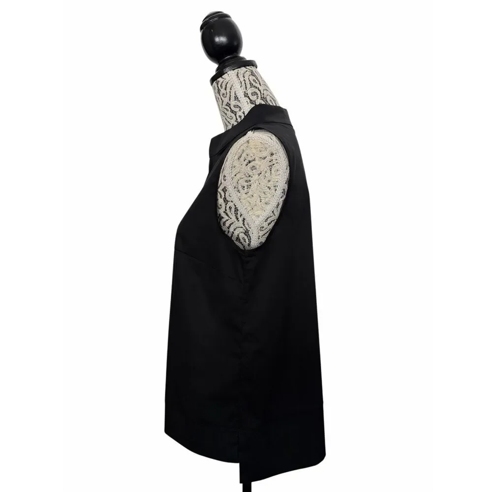 Até Italy Black Cotton Blend Sleeveless Structured Shell Top Size 44 US 8/10 - Picture 10 of 12